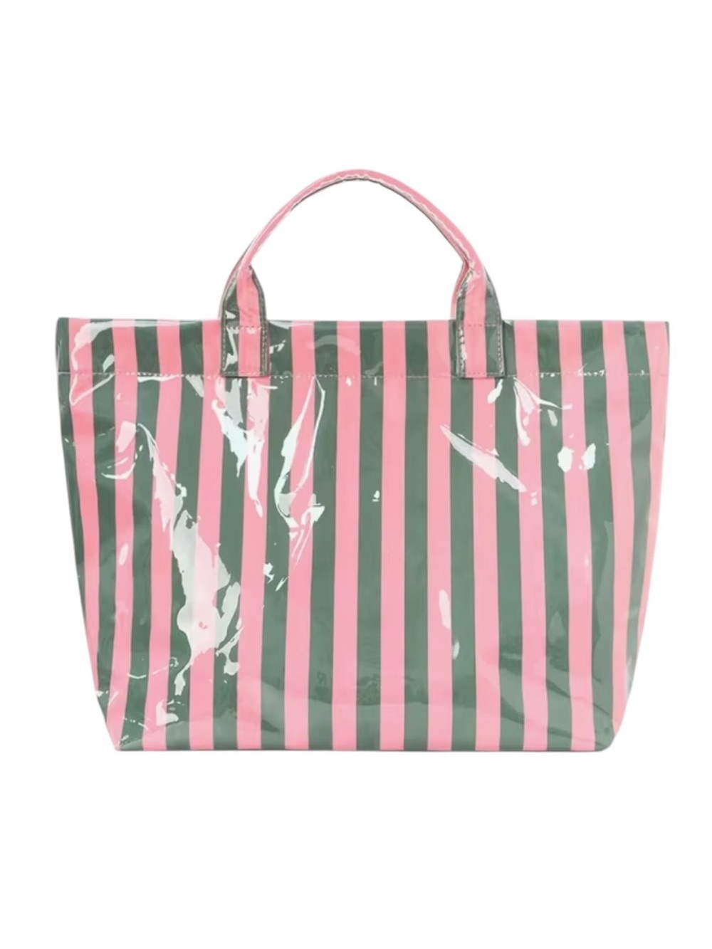Waterproof Striped Pink and Green Tote Bag - Women's Beach & Everyday Bag